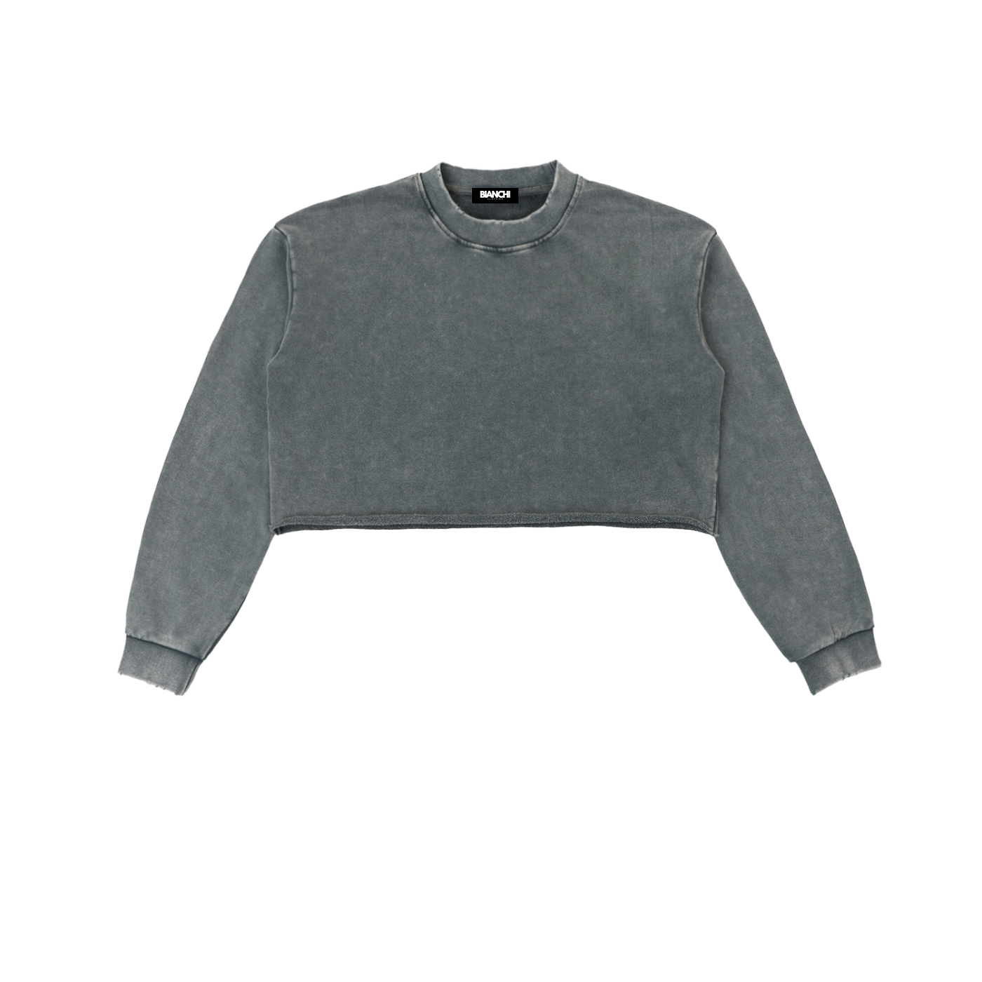 Bianchi Snow Washed Raw Edge Cropped Sweatshirt