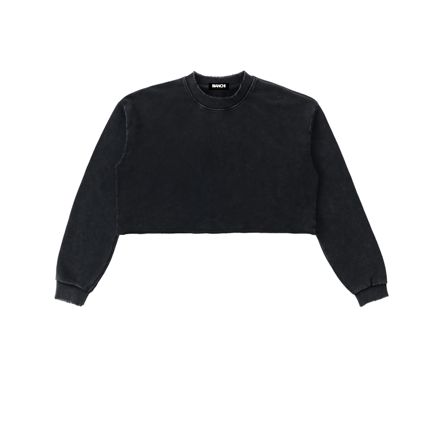 Bianchi Snow Washed Raw Edge Cropped Sweatshirt