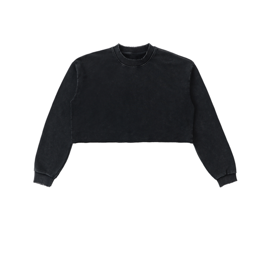 Bianchi Snow Washed Raw Edge Cropped Sweatshirt