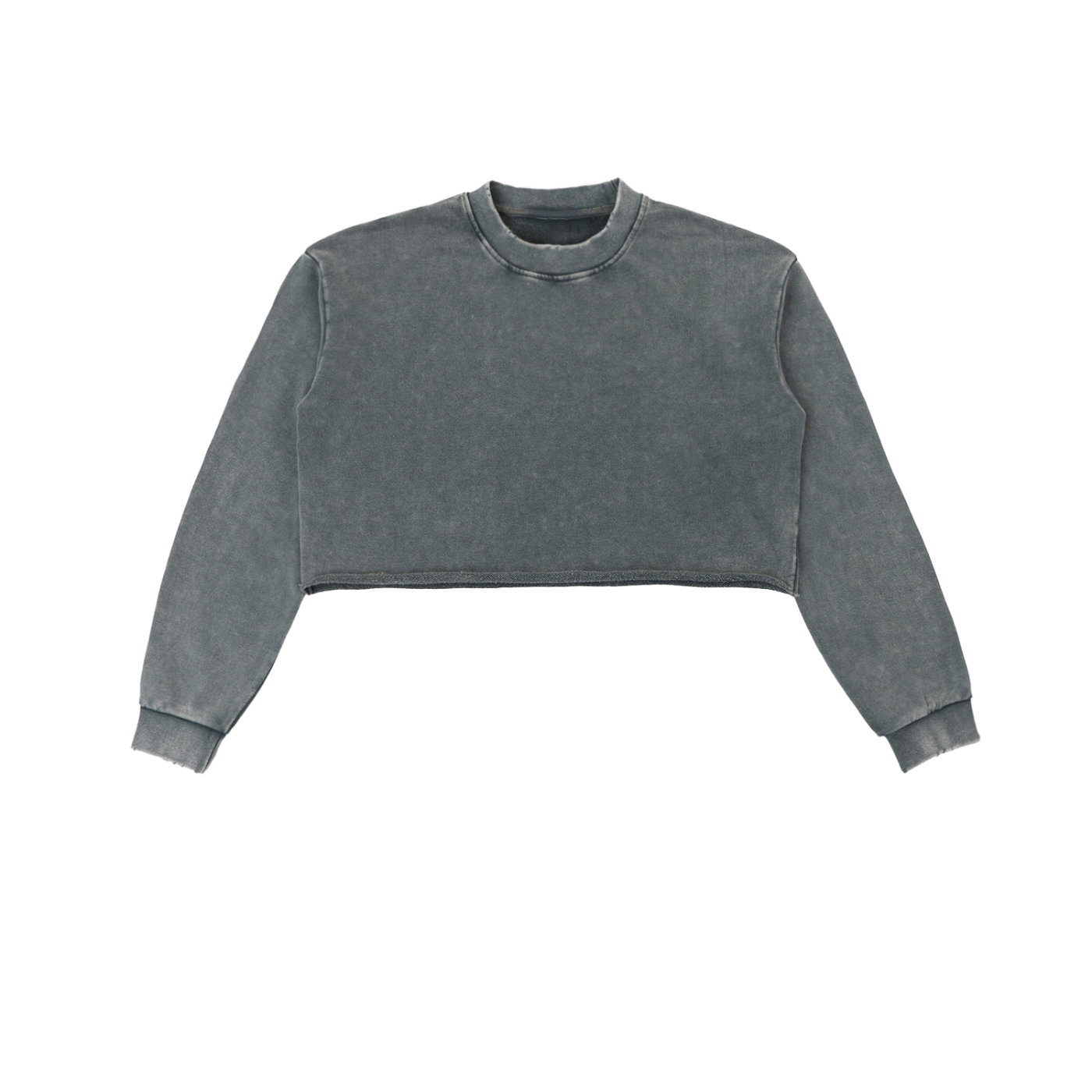 Bianchi Snow Washed Raw Edge Cropped Sweatshirt