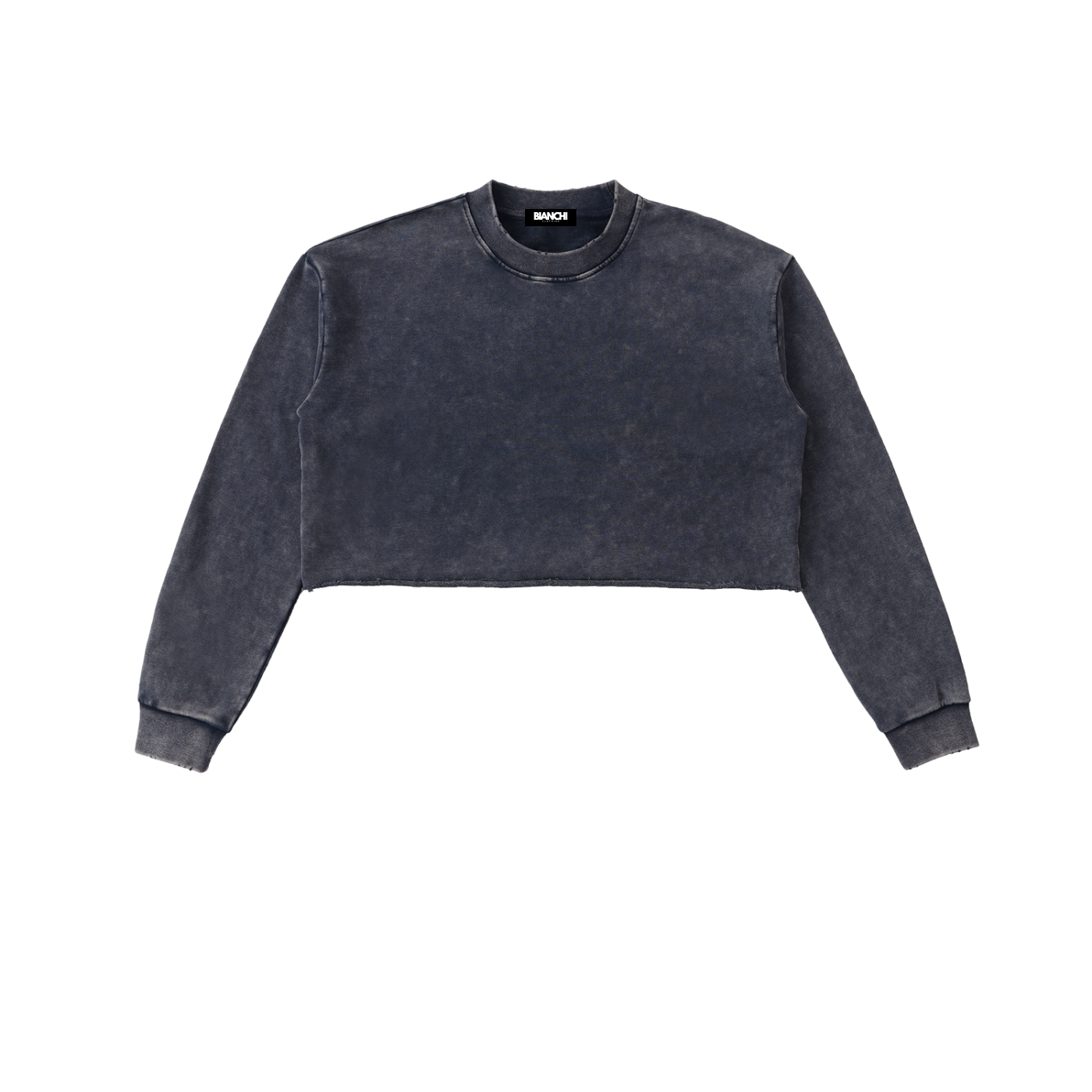 Bianchi Snow Washed Raw Edge Cropped Sweatshirt